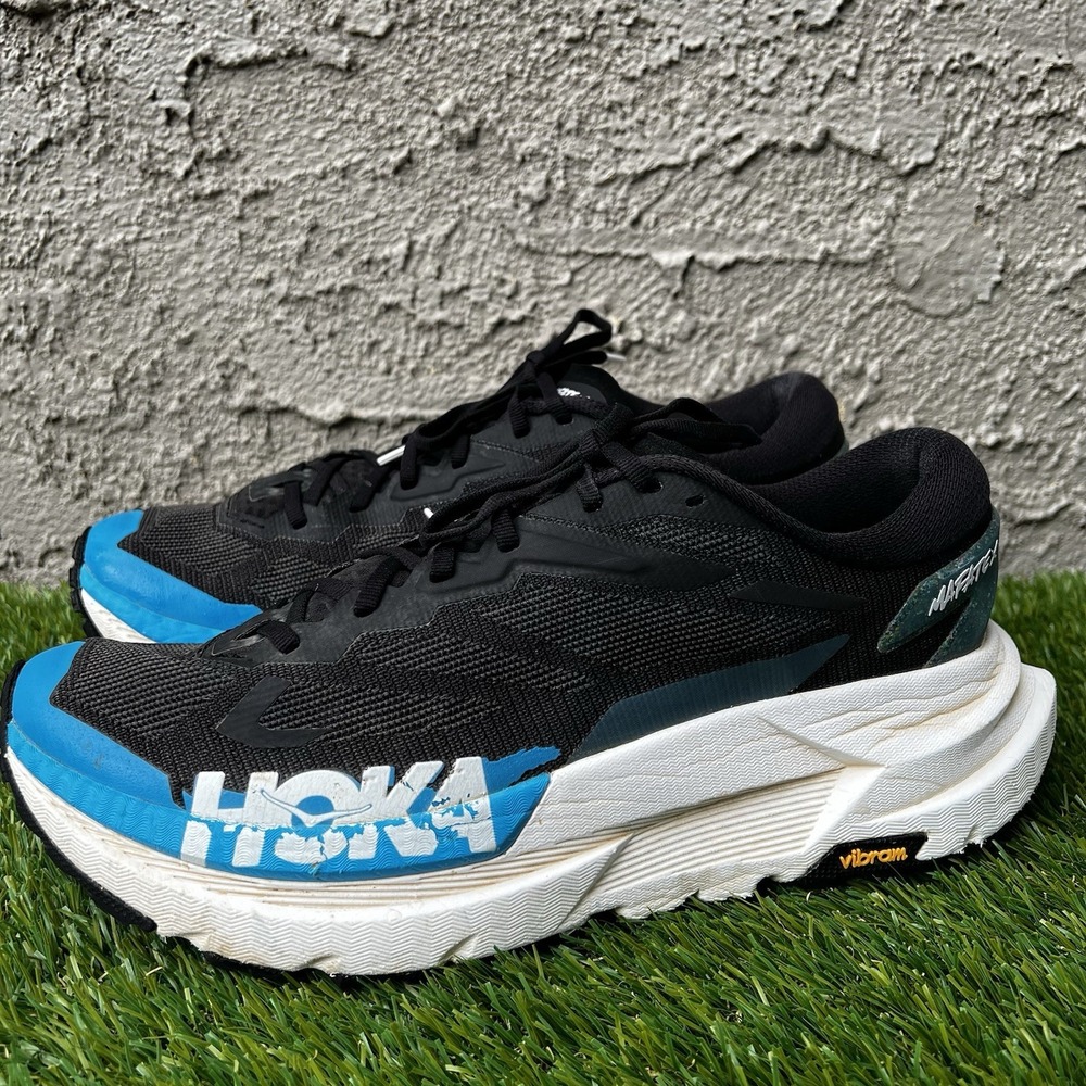 HOKA Shoes Men Size 11.5 Mafate X Trail-Running Black/Skyward Blue